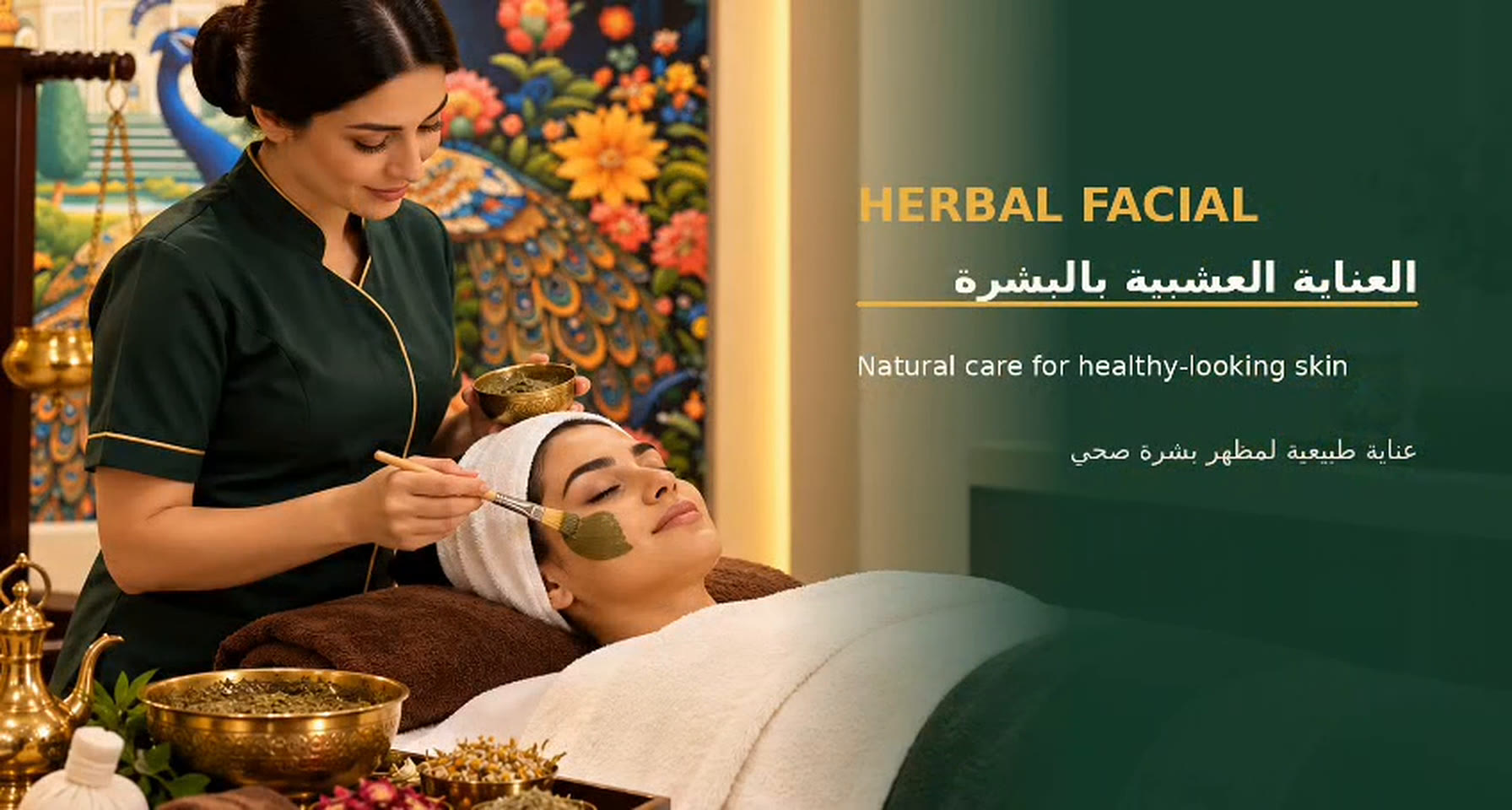 Herbal facial treatment room